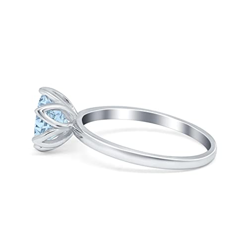 Blue Apple Co. Flower Solitaire Wedding Engagement Ring Round Simulated Cubic Zirconia 925 Sterling Silver3