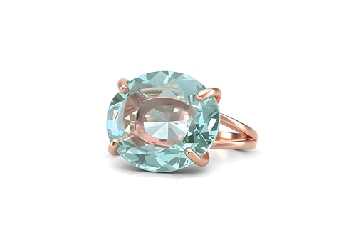 Bague topaze bleue or rose bague pierre ovale bague de naissance novembre mariage
