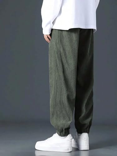 Image of KOTTY Men's Solid|Button|Wide|Loose fit|Corduroy Trousers & Pant for Men