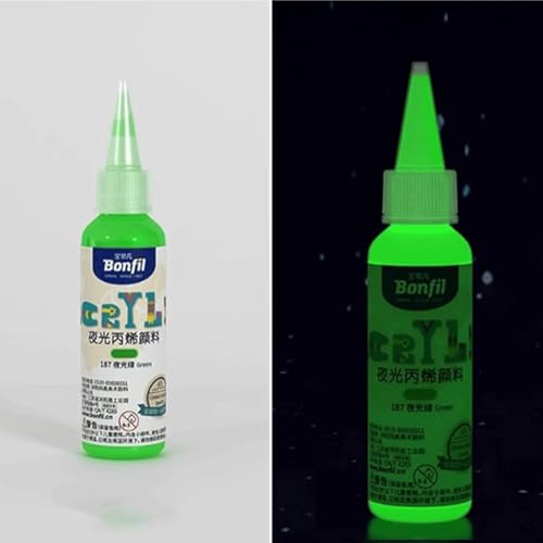 LEMONSTONE Acrylfarbe Leuchtfarbe 60ml Grün Glow in the Dark Acryl Farben Neon Acrylfarben Schwarzlichtfarbe Fluoreszierende Leuchtfarbset für Kunst Halloween Party Dunkelraum