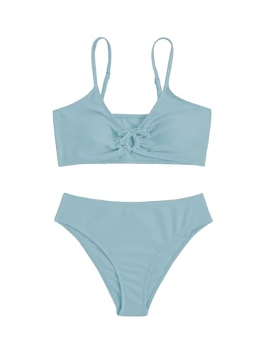 Image of QJQ Girl's 2 Piece Swimsuits Disty Floral Ring Linked Bathing Suit Cute Bikini Sets
