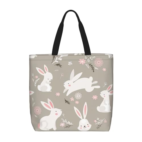 Sac fourre-tout lapin de Pâques noir de grande capacité pour femme