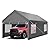 JY QAQA Carport, 12x20 FT Heavy Duty Carport with Removable Side Walls and Doors, Portable Garage with Roll-Up Window and Sandbags, Car Canopy with All-Season Tarp for Cars, Trucks, Boats, Gray
