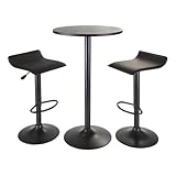 Winsome Obsidian 3-Piece Pub Set with Round Table and 2-Airlift Stools, Black