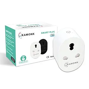 KAMONK Smart Plug 16A, Wi-Fi Enabled, Energy Monitoring, for High Power Appliances AC, Geyser, Motor Compatible with Amazon Alexa and Google Assistant, Add Shortcuts to Siri and App (White)