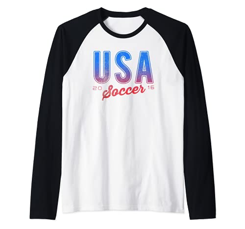 USA Soccer 2016 Pink Purple Text Raglan Baseball Tee, Black
