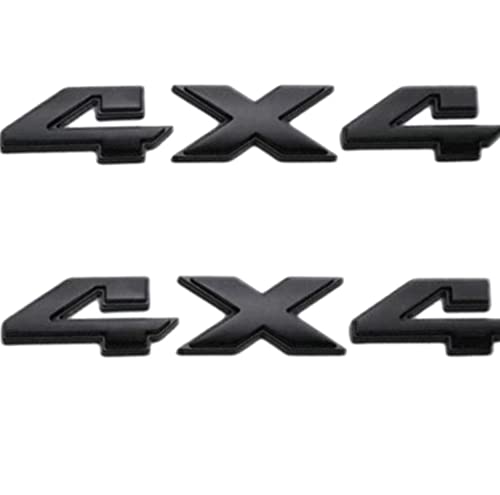 Image of 2pc Black Chrome 4x4 Emblem Badge 3D 4 x 4 Emblem Nameplate Decal Compatible with 1500 2500 3500 Flat Letter 2009-2018