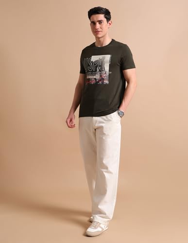 Image of U.S. Polo ASSN. Brand Printed Cotton T-Shirts for Men - Breathable & Comfortable, Half Sleeves Mens Casual T Shirts