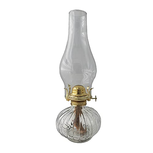 amanigo Large Chamber Oil Lamp - Vintage Glass Kerosene Lantern for Indoor Use