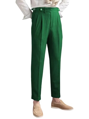 Men's Classic Fit Dress Pants Summer Gurkha Suit Pants Pleated Comfort Spring Work Office Business Casual Trousers