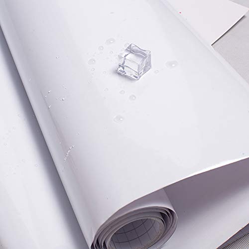 Vandod Papel pintado autoadhesivo blanco efecto brillo vinilo rollo de película pegatina para muebles decoración del hogar paredes de cocina puertas ventanas 40x500cm Cover