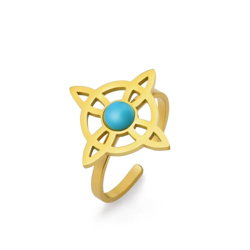 Dreamtimes Witch Knot Ring for Women Witch Knot Open Ring Wicca Moon Irish Celtic Ring Irish Wiccan Stainless Steel Adjustable Thumb Open Ring Irish Jewellery, Stainless Steel, No Dreamtimes Witch Knot Ring for Women Witch Knot Open Ring Wicca Moon Irish Celtic Ring Irish Wiccan Stainless Steel Adjustable Thumb Open Ring Irish Jewellery, Stainless Steel, No