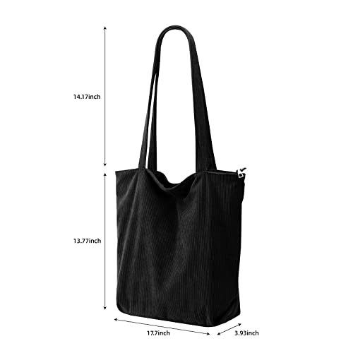 Jiliyote Groß Umhängetasche Cord Tasche Damen Reißverschluss,Cordtasche Shopper Groß Kord Einkauftasche für Uni Arbeit Mädchen Schule Alltag