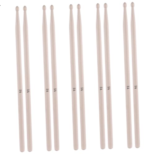 Abaodam 5組入り メープル材 ドラムスティック 耐久性のある無臭木材 使用しやすいグリップ設計 音楽練習用 初心者や学生にも適したドラムバチ