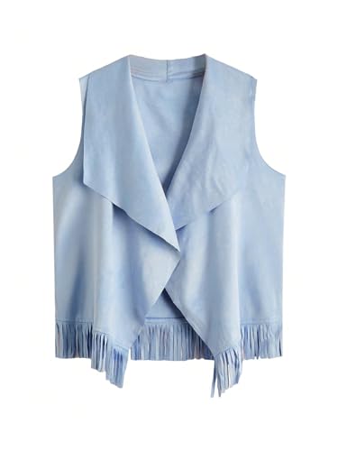 Image of Verdusa Girl's Faux Suede Tassel Vest 70s Hippie Cardigan Cowgirl Fringe Jacket