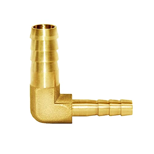 Joywayus 6GW-FER-070-6 Reducer Elbow 1/4 Inch To 3/8 Inch Id Hose Barb 90 Degree L Right Angle Union Brass Fitting Water/Fuel/Air cover