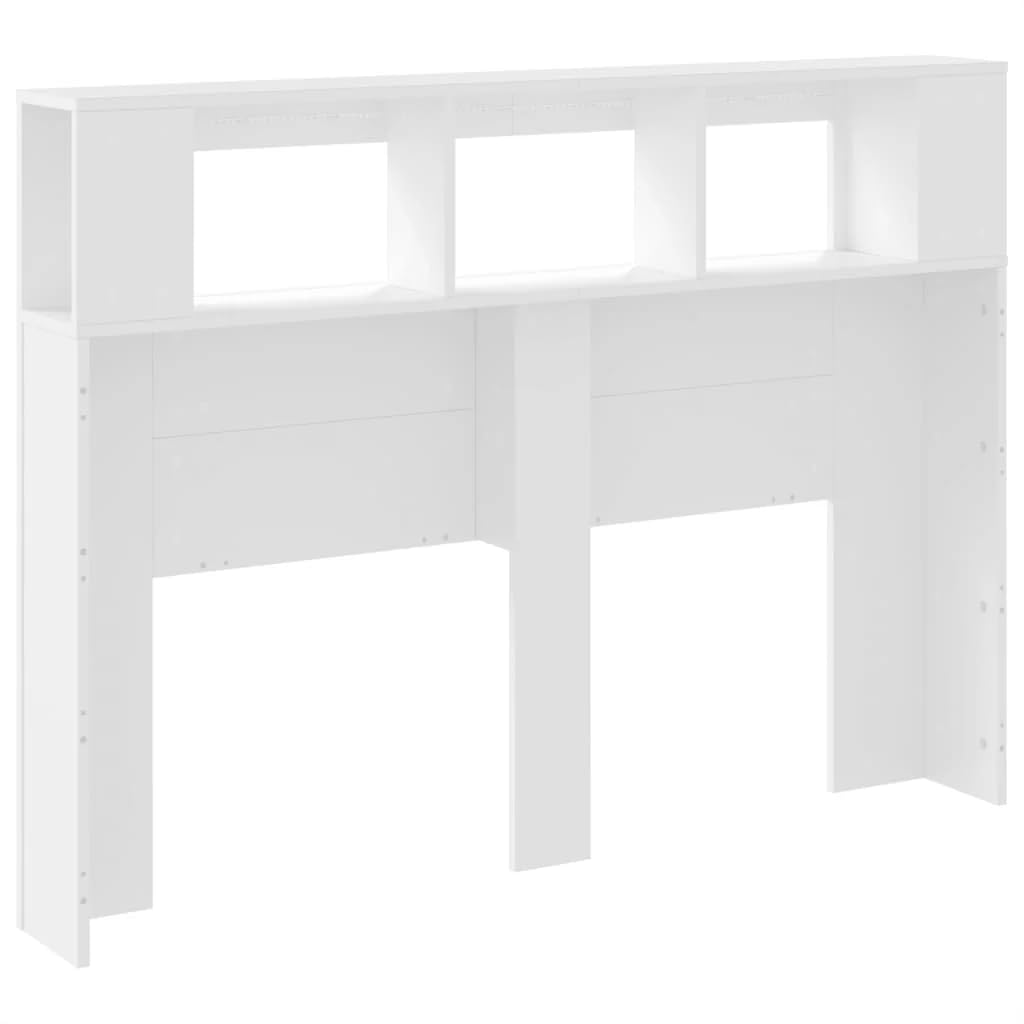 vidaXL Cabecero con LED, Cabecera con Almacenaje, Cabezal de Cama, Cabecero para Dormitorio, Madera de Ingeniería Blanco 140x18,5x103,5 cm