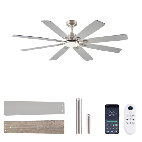 JSAITEE Ceiling Fan with Light and Remote/APP Control, 62 inch
