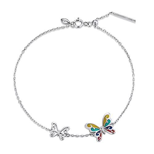 Bracelet papillon argent sterling 925 brillant plaqué platine