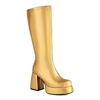 BAISOILIHA Women's Chunky Heel Platform Side Zipper GO GO Boots 1960s & 1970s Retro