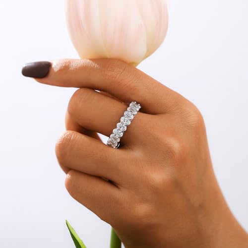 Eternity Ring for Women 925 Sterling Silve Wedding Band Round/Oval/Emerald Cut Anniversary Engagement Stackable Rings Size 5-104