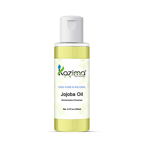 Image of KAZIMA Jojoba Cold Pressed Carrier Oil - 100% Pure Natural Unrefined - Exceptional Moisturizer for Face, Skin, Hair & Nails - Perfect for Sensitive & Dry Skin - Enriched in Vitamins C and E (100ML)