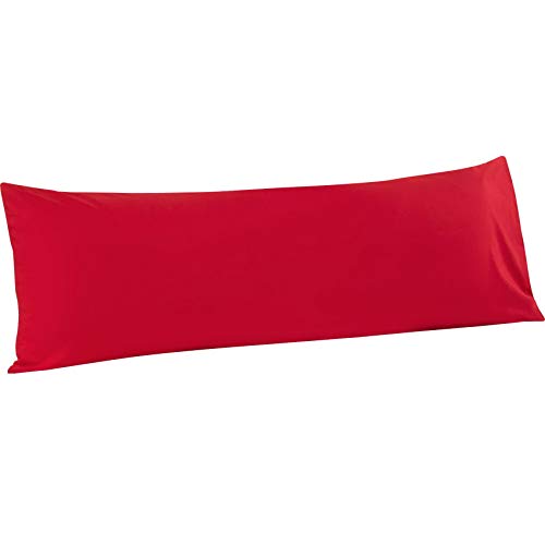 FLXXIE Body Pillow Cover - Super Soft Microfiber 20x54 Body Pillow Case - Envelope Closure, Wrinkle, Stain Resistant Red Body Pillow Cover, 20x54, Red