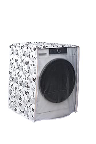 Image of Classic Front Load Washing Machine Cover for IFB 9 Kg, 9.5 Kg, 10 Kg, 10.5 Kg, 11 Kg (72cmsX63cmsX81cms, Half White & Grey, X-Large)