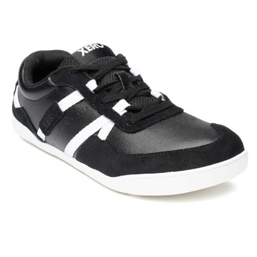 Xero Shoes Men's Kelso Barefoot Sneaker,Black/White, 9