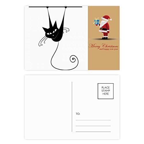 Cartes postales chat noir lot de 20 illustration Halloween et Père Noël pour vœux