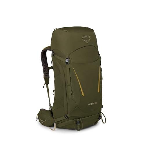 Image of Osprey Kestrel 48L Men's Backpacking Backpack, Green L-XL | hiking pack, camping gear, overnight trail pack, waterproof raincover, rain cover included, waterproof storage, dry bag