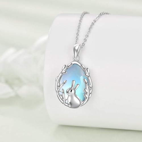 Sterling Silver Buuny/Koala/Hamster/Dragonfly/Octopus Moonstone Pendant Necklace Animal Jewelry Gifts for Women Girls Teens Birthday3