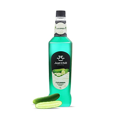 Just Chill Drinks Co. Cucumber Fruit Syrup, 1 Litre - Fresh Delightful Fruit Flavor - Non-GMO, Vegan, Gluten Free