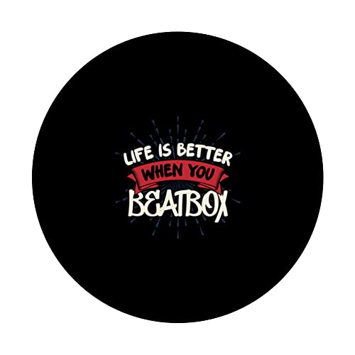 Life Is Better When You Beatbox Music Beatboxing PopSockets Swappable PopGrip, Black - Image 3