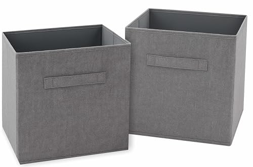 Clay Roberts Storage Cubes, Storage Boxes, Pack of 2, Grey, Fabric Basket Set for Storage Units, 25cm x 25cm x 25cm, Grey Baskets, Boxes, Box, Unit Cubes