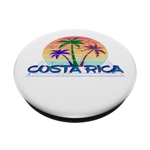 Costa Rica Palm Trees Cocktail Resort Souvenir Beach Life PopSockets Swappable PopGrip, Black - Image 2