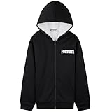 Fortnite Felpa Cappuccio Ragazzo con Zip, 7-16 Anni, Sherpa Pile Accogliente Giacca Bambino Tasche, Regalo Ragazzo (14-15 Anni, Nero)