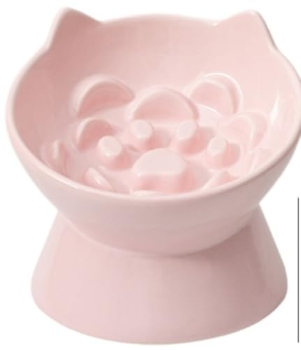 ゆっくりミール 早食い防止 吐き戻し軽減 早食い防止突起付き 猫専用食器 フードボウル 肥満予防 健康維持 首の負担を軽減 脚付き 食べやすい高さ 15度の傾斜付き 陶器製 取扱説明書付き