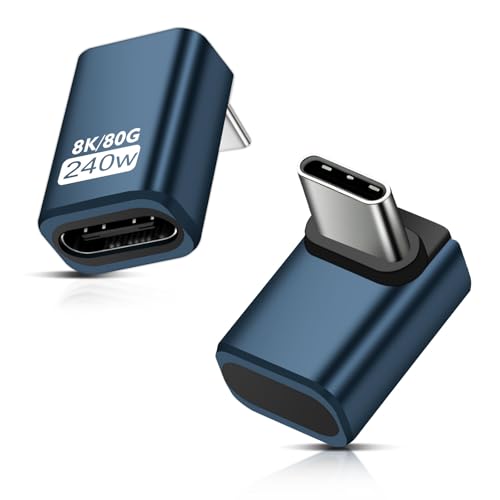 2 Stück USB C Extender Adapter 90 Grad, 80Gbps USB C Stecker zu Buchse Vertikaler Winkel Adapter, 240W Thunderbolt 5 Extension Connector für iPhone 15/16, Tablet, Telefone, andere Typ C Geräte (Grau) 2 Stück USB C Extender Adapter 90 Grad, 80Gbps USB C Stecker zu Buchse Vertikaler Winkel Adapter, 240W Thunderbolt 5 Extension Connector für iPhone 15/16, Tablet, Telefone, andere Typ C Geräte (Grau)