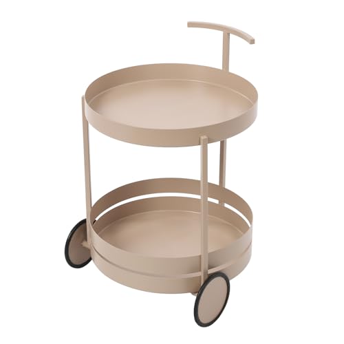YyanLAK Carro de servir, carrito de almacenamiento redondo, 40 x 61 m, carrito de cocina, carrito de servir, carrito de almacenamiento con ruedas para salón, comedor, cocina, cafés (rosa)
