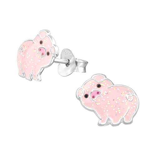 925 Sterling Silver small cute pink little piggies pig Stud Earrings Hypoallergenic, lead & nickel free Safe 38086