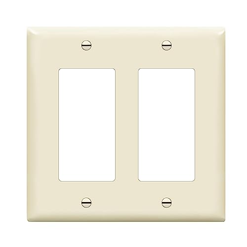 Image of ENERLITES 2-Gang Decorator Light Switch Outlet Wall Plate Cover, 1 Pack | Light Almond, Size 4.50 inch x 4.57 inch, Fits light switch /outlet /receptacle, Gloss Finish, Unbreakable Polycarbonate, UL Listed
