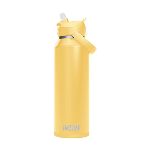 CamelBak Thrive - Botella de agua con popote abatible de 40 onzas, acero inoxidable aislado, flor amarilla