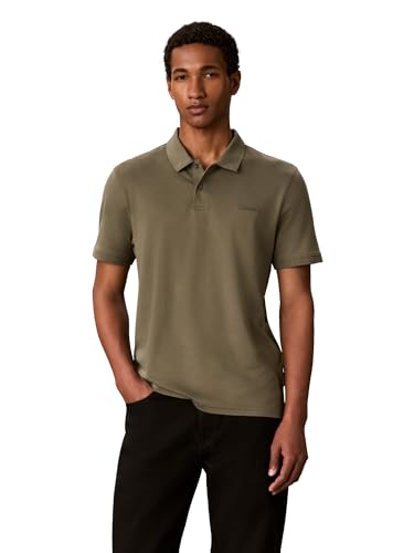 Calvin Klein Camisa polo masculina Liquid Touch, Oliva empoeirada, P