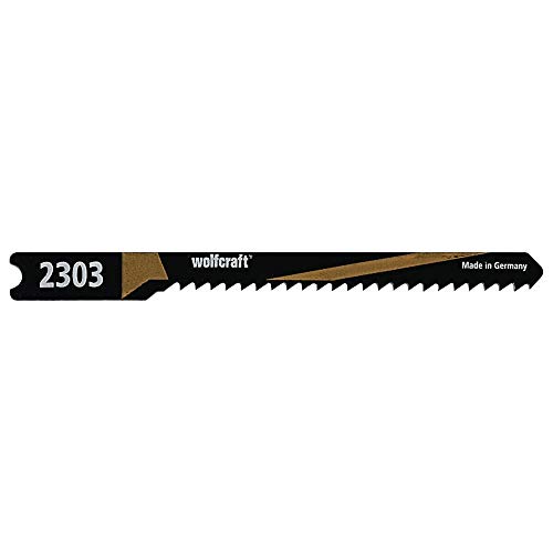 Wolfcraft 2303000 2303000-2 Hojas de Sierra de calar vástago en U/HCS Blanda, planchas de virutas, tableros de Madera estratificada, plástico/Corte Curvado Fino, Set de 2 Piezas