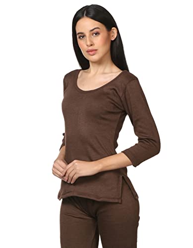 Image of Alfa Fleece Women's Scoop Neck Three Quarter Sleeves Thermal Top for Winter