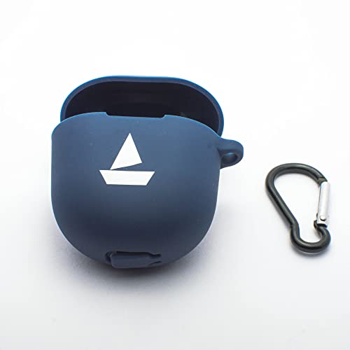 Image of Protective Soft Silicone Case Cover with Hook Compatible with bAot Airdope 381 /383 (Cover Only) (Blue-Logo)