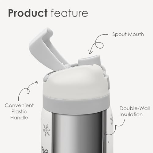 Image of Snowy Bow Insulated Stainless Steel Water Bottle with Straw for Sports and Travel, 32oz, Gifts for Women Girls Friends Teens Birthday Christmas