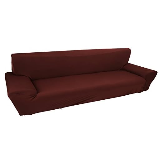 Fundas de sofá de 4 plazas 7 Colores sólidos Funda de Estiramiento Completo Tela elástica Soft Couch Cover Sofa Protector Muebles de casa (Color : Marrón)