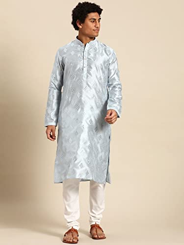 Image of Rajubhai Hargovindas Men's Jacquard Work Kurta Set